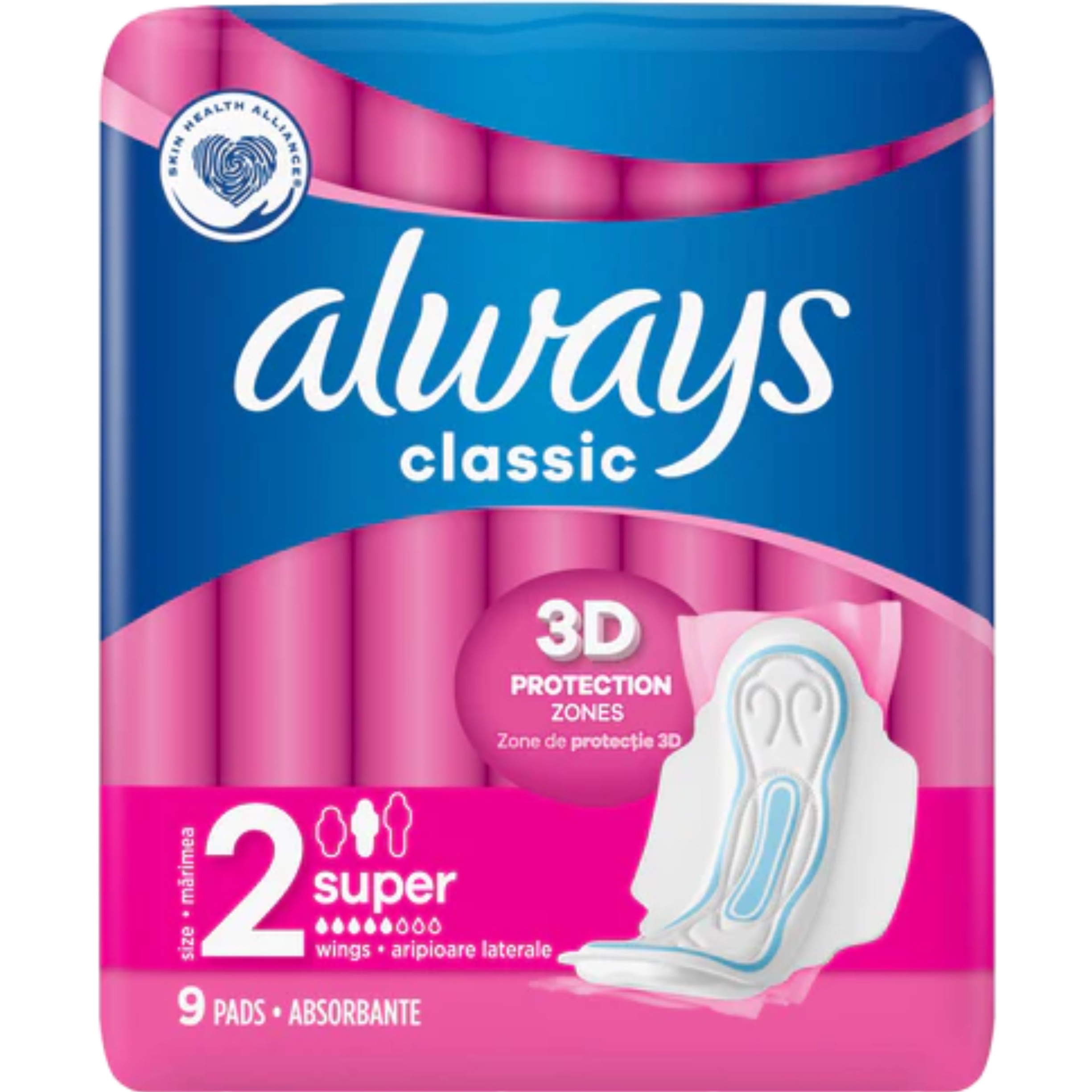 Always Classic Maxi hygienické vložky s křidélky 9 ks