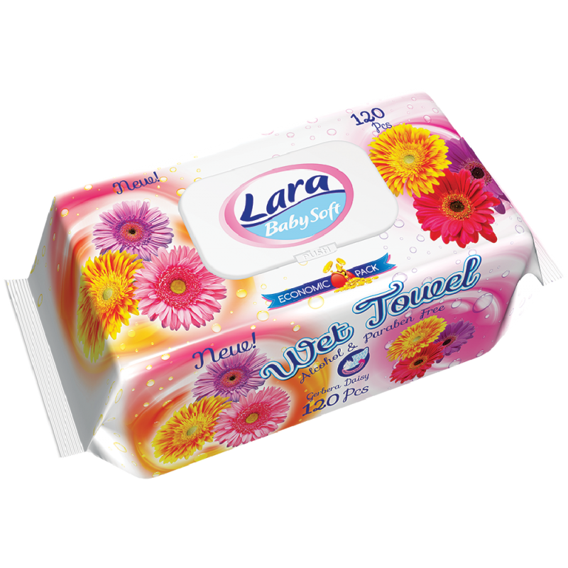LARA Vlhčené Ubrousky 120 ks Gerbera