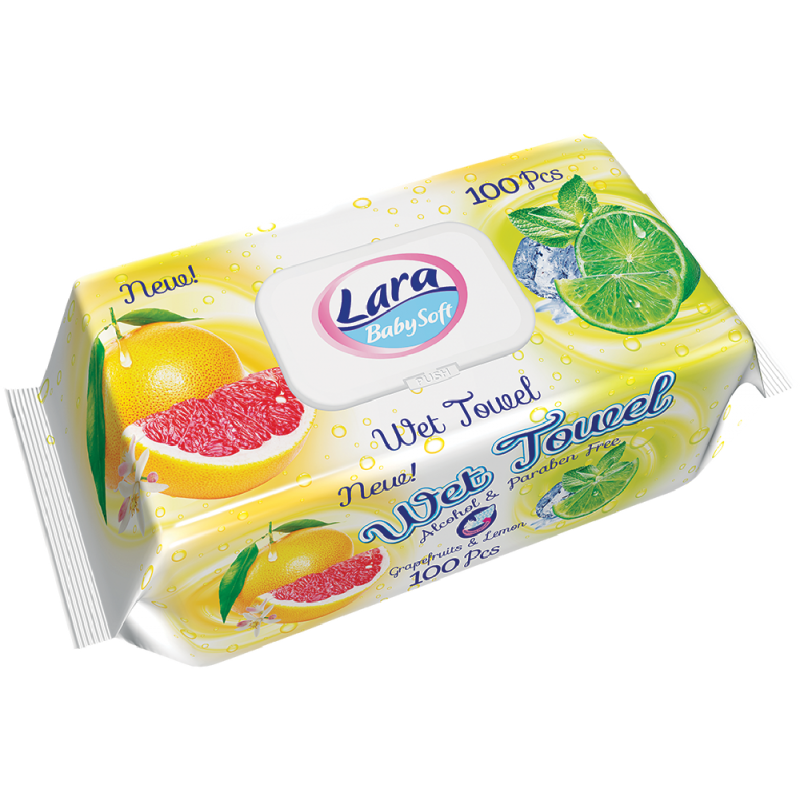 LARA Vlhčené Ubrousky 100 ks Grappefruit&Lemon