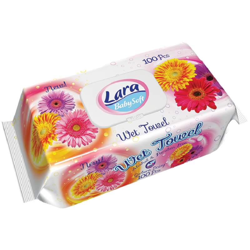 LARA Vlhčené Ubrousky 100 ks Gerbera