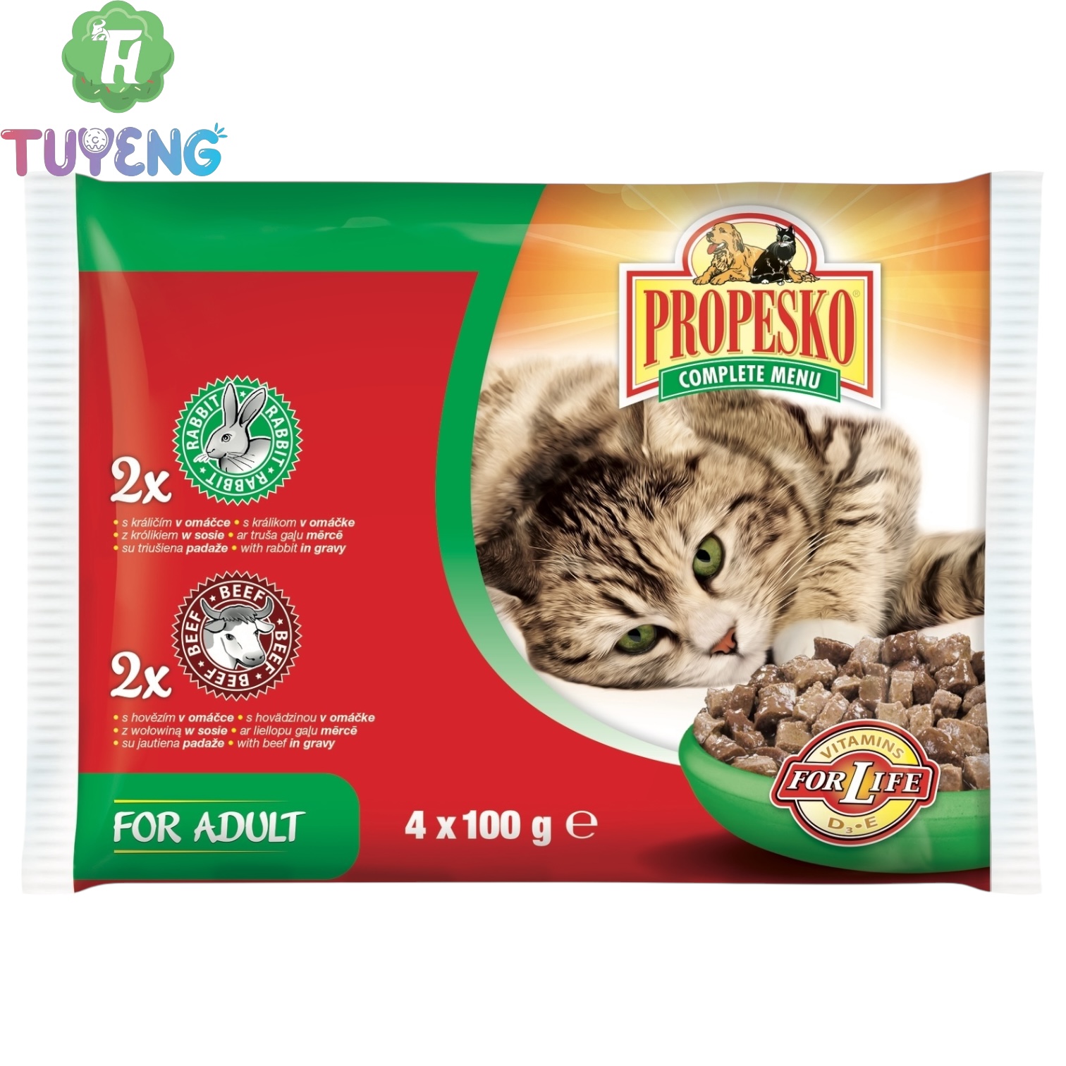 PROPESKO Kapsa Kočka Hovězí, Králík 4x100 g
