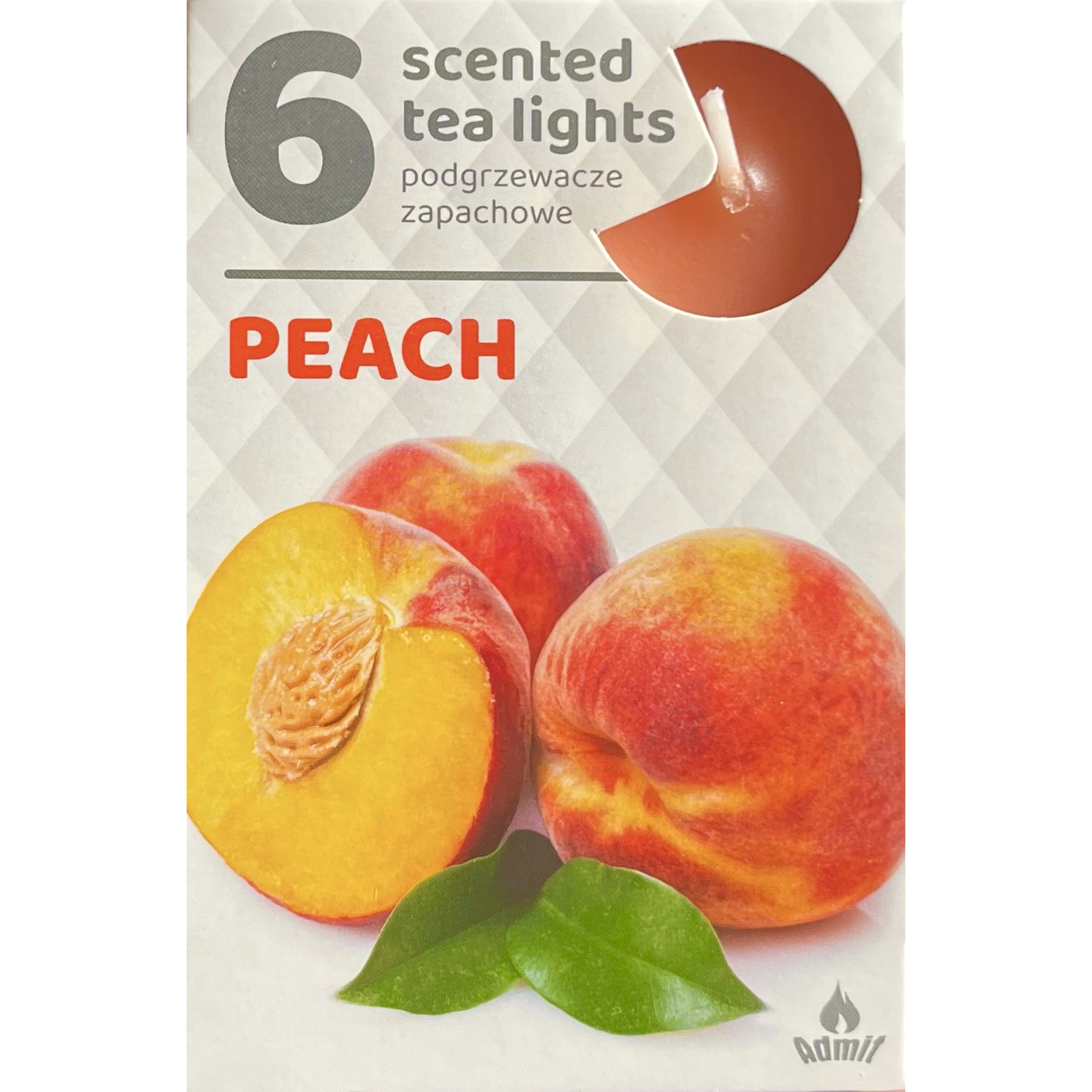ADMIT 6 Tea Lights Peach 80 g