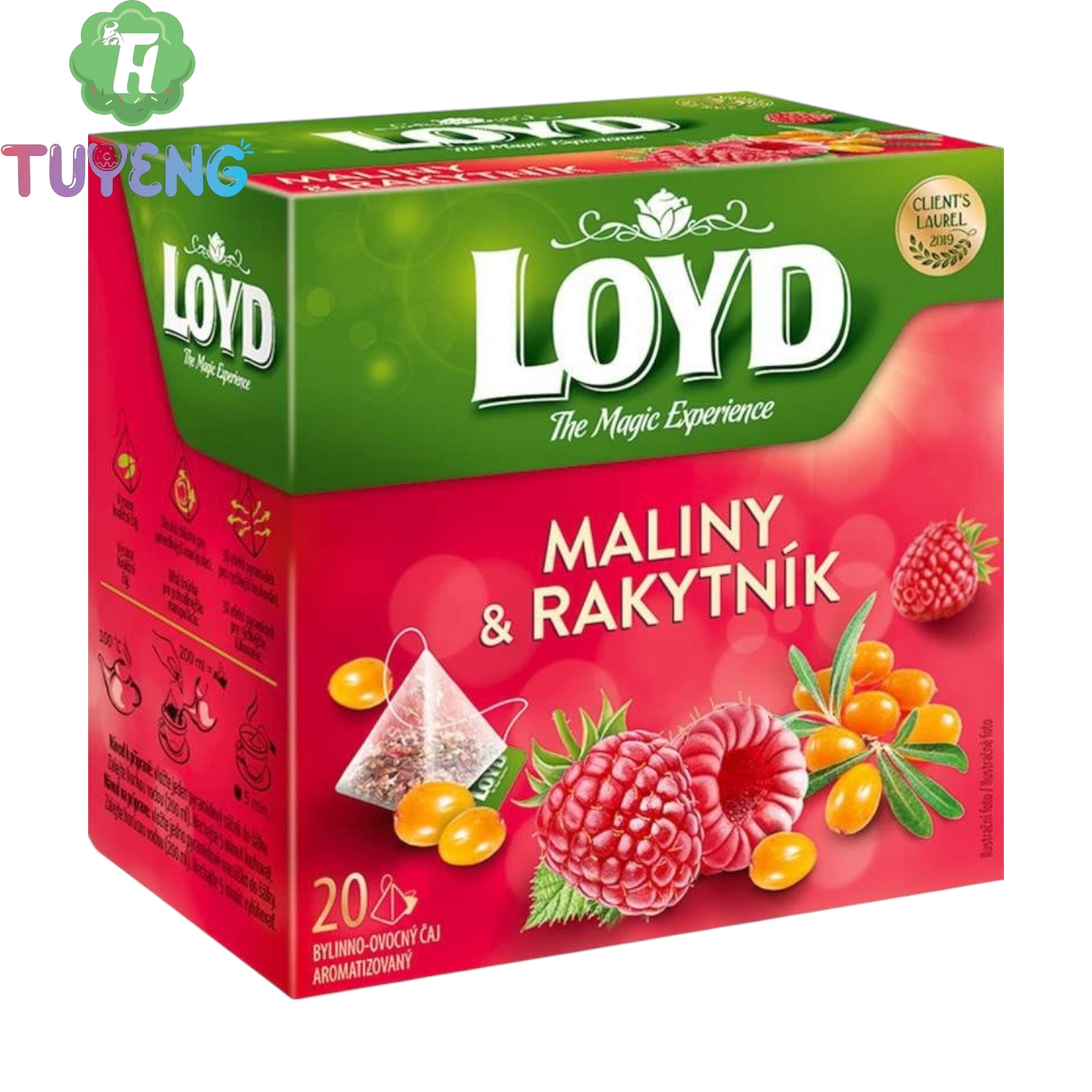 Loyd Bylinno ovocný čaj aromatizovaný maliny & rakytník 20 x 2 g