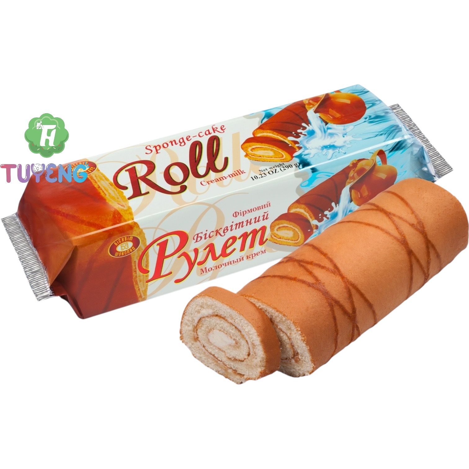 BISCUIT Chocolate Sponge Cake Roll Cream Milk 290 g