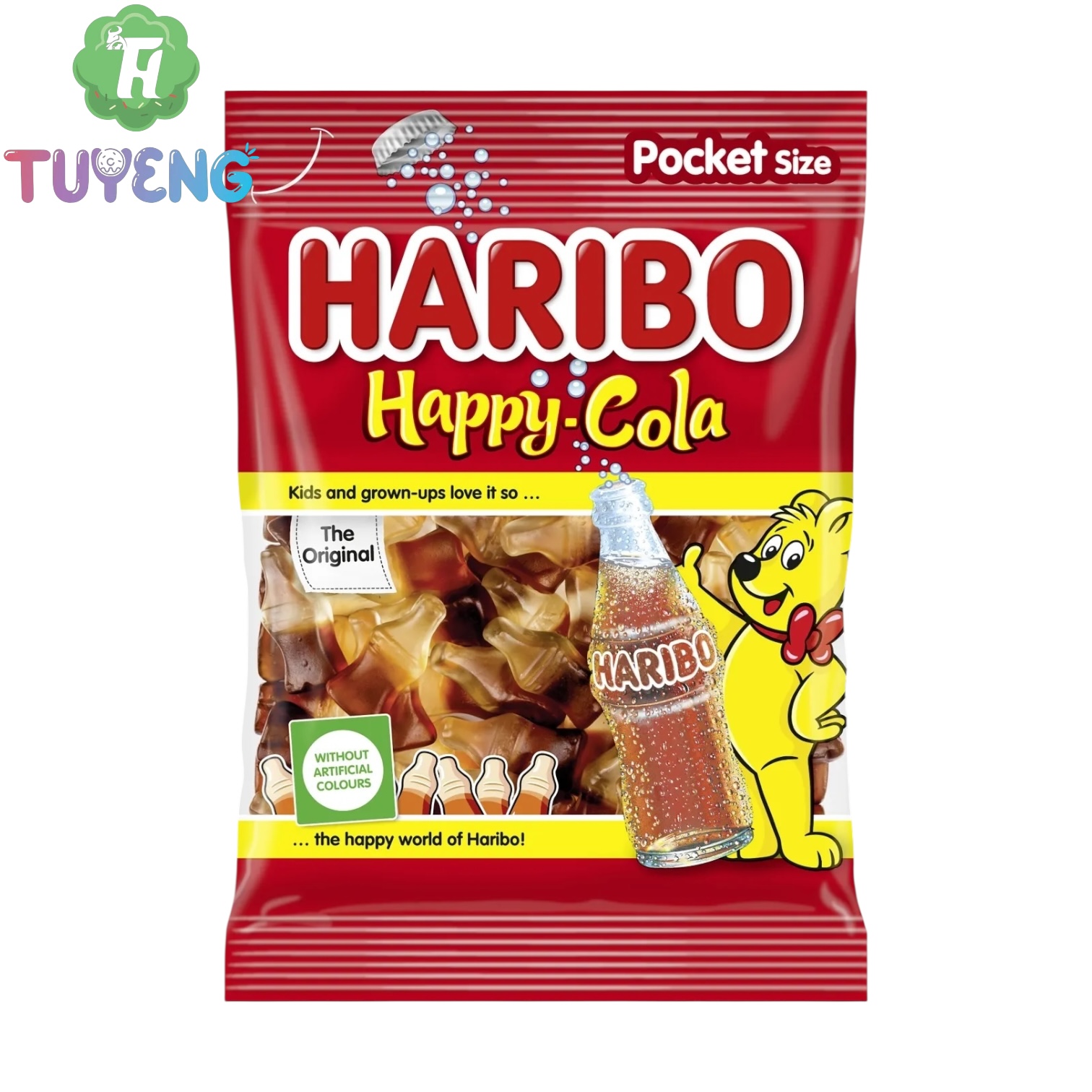 Haribo Happy Cola želé s příchutí ovoce a coly tvar lahviček 100 g