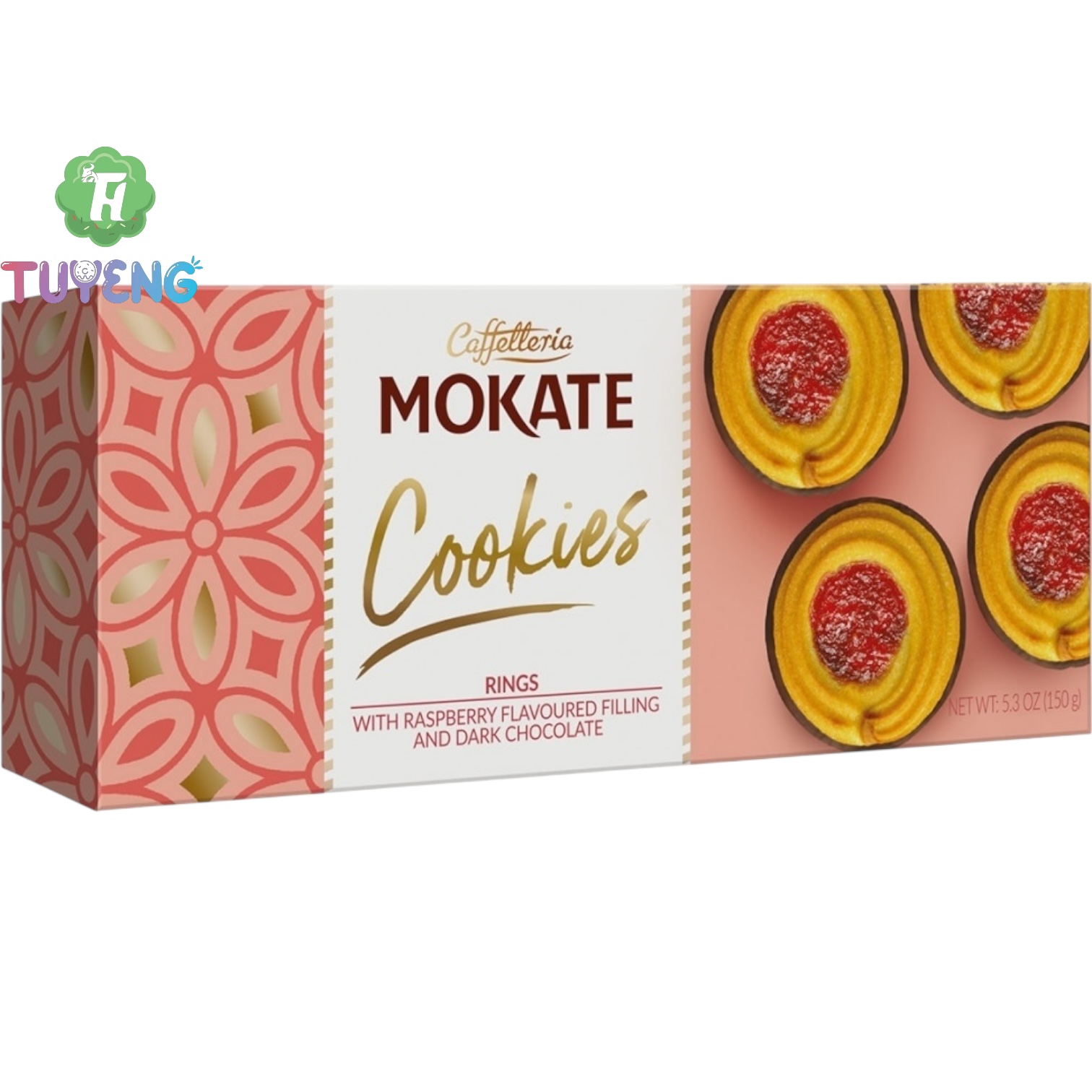 Goya Raspberry Rings MOKATE Cookies Rings With Raspberry& Dark Choco 16x150g - TuyenG