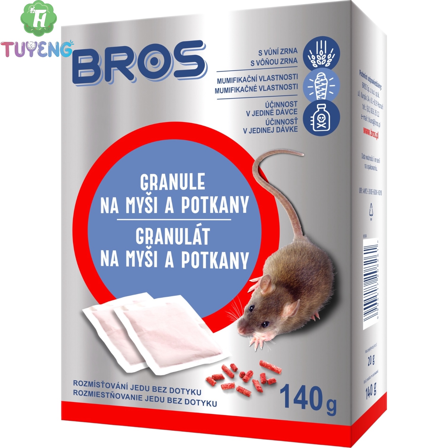 BROS Granule Na Myši A Potkany 140 g