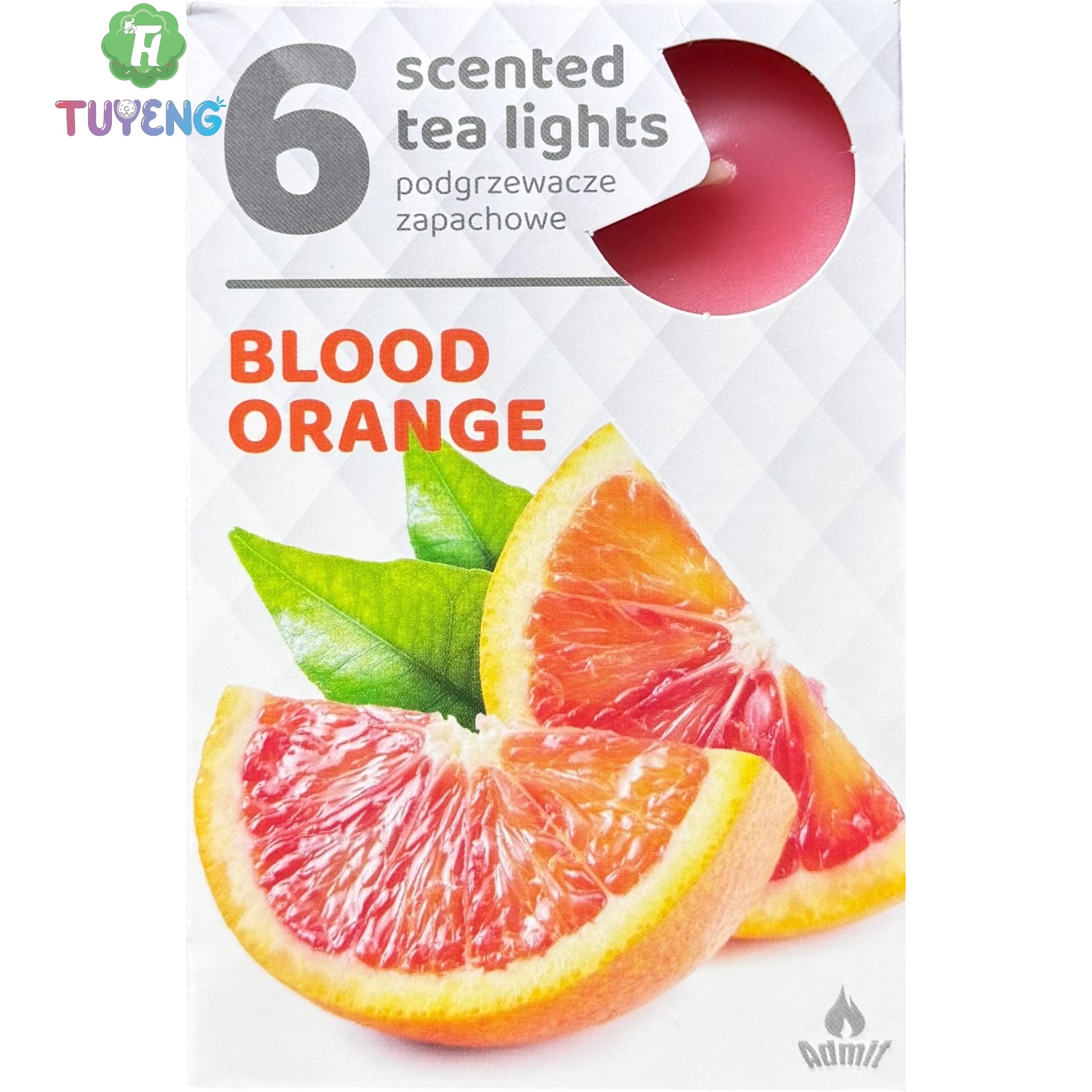 ADMIT 6 Tea Lights Blood Orange 80 g