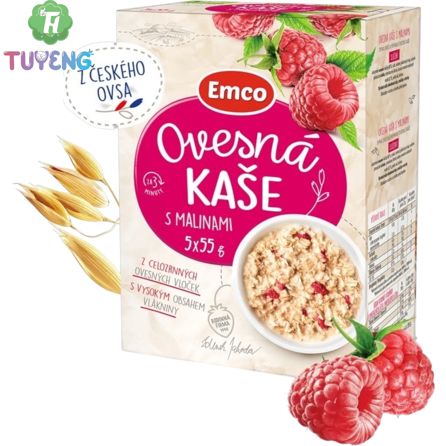 Emco Ovesná kaše s malinami 5 x 55 g