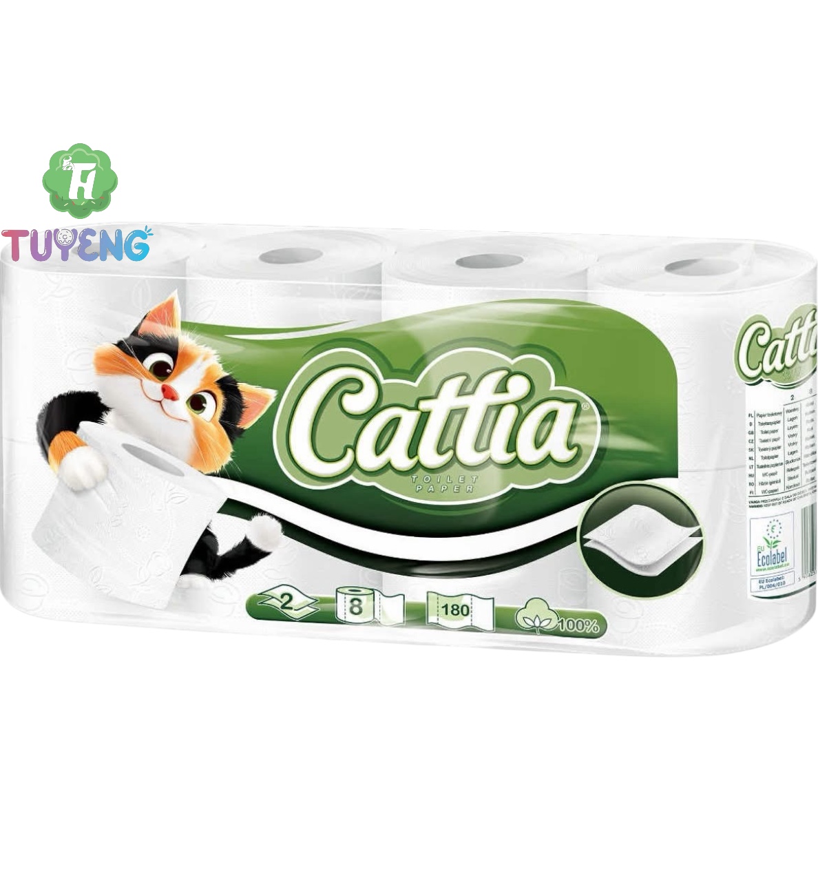 CATTIA Toaletn Pap r B l 2vrstv 8 Rol 8bal TuyenG CATTIA Toaletn Pap r B l 2vrstv 8 Rol 8bal TuyenG
