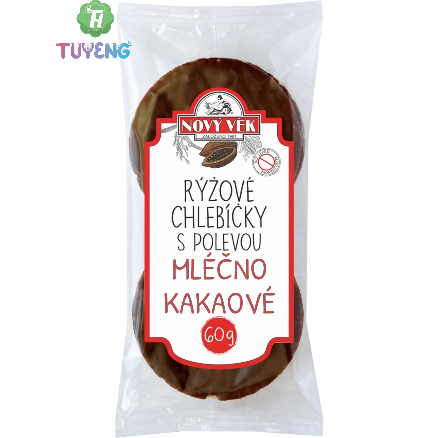 NOVÝ VĚK Rýžové Chlebíčky S Polevou Mléčno Kakaové 60 g