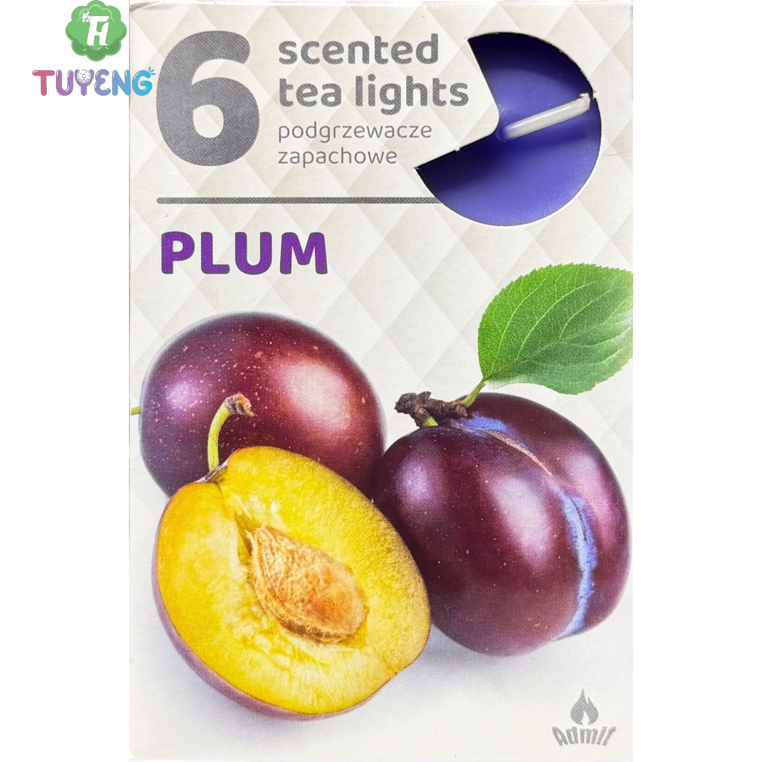 ADMIT 6 Tea Lights Plum 80 g