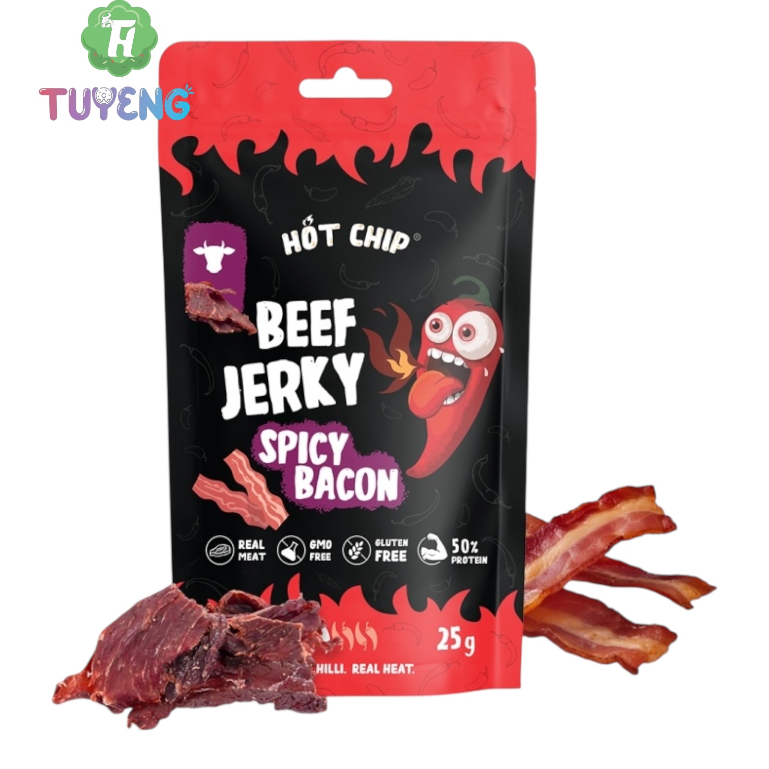 HOT Chip Beef Jerky Spicy Bacon 25 g