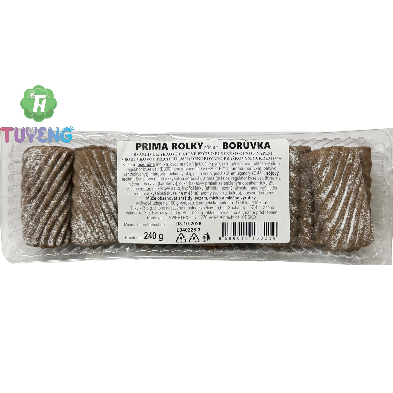 Prima Rolky Kakaové Borůvka 240 g