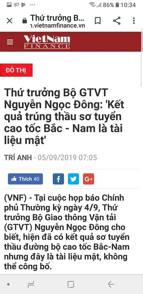 Kết quả hình ảnh cho kết quả trúng thầu sÆ¡ tuyá»n dá»± án ÄÆ°á»ng cao tá»c Bắc-Nam là tà i liá»u máºt?